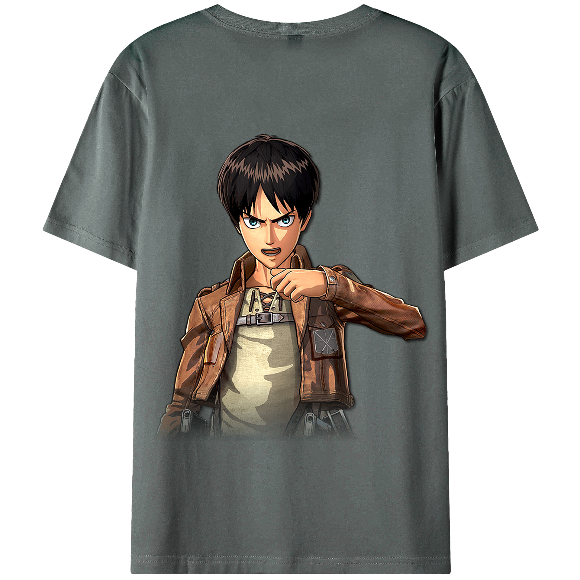 （画像用） 進撃の巨人 エレン･イェーガー Attack on Titan Eren Jäger 綿100％半袖Tシャツ（背面プリント）